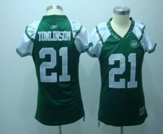 Jets #21 LaDainian Tomlinson Green Women's Field Flirt Stitched NFL Jersey - Click Image to Close